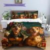 Happy Dachshund Pattern Bedding Home Decoration Birthday Gift (1 * duvet cover + 2 * pillowcase, without core)