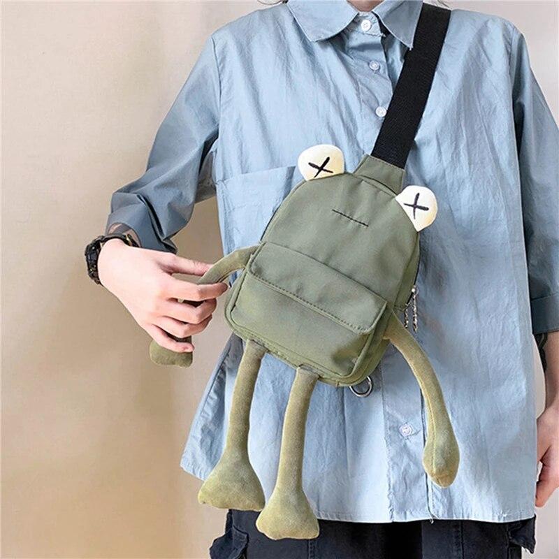 Сумка для девочек Tide Cartoon Cute Frog Crossbody Bags Casual Messenger Bag Chest Unisex Shoulder Women Bolsa