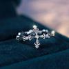 Minimalist Inlaid Cubic Zirconia Cross Ring for Women Dainty Vintage Bohemian Travel Wedding Ring Silver Color Jewelry Gift