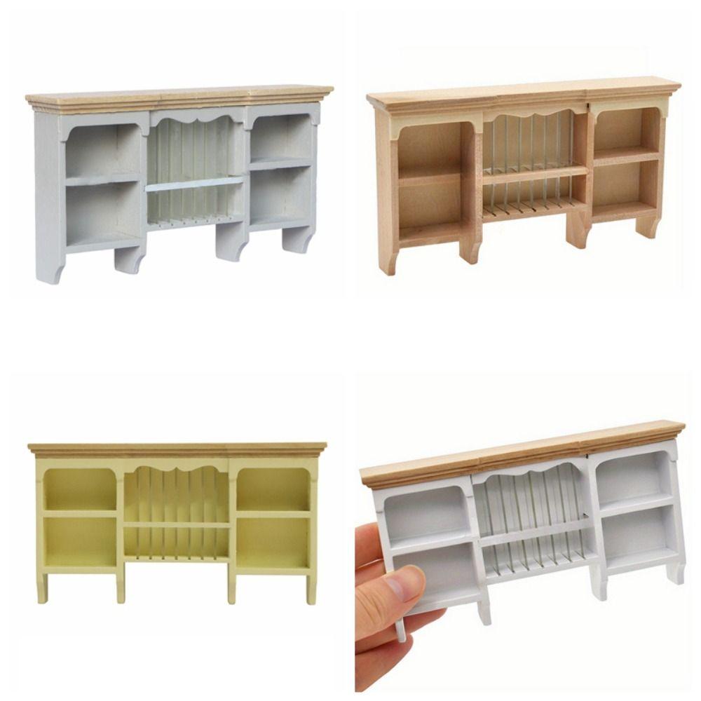 Mini Wall Hanging Cabinet Wooden Display Shelves 1:12 Dollhouse Storage Cabinet Kids Toys