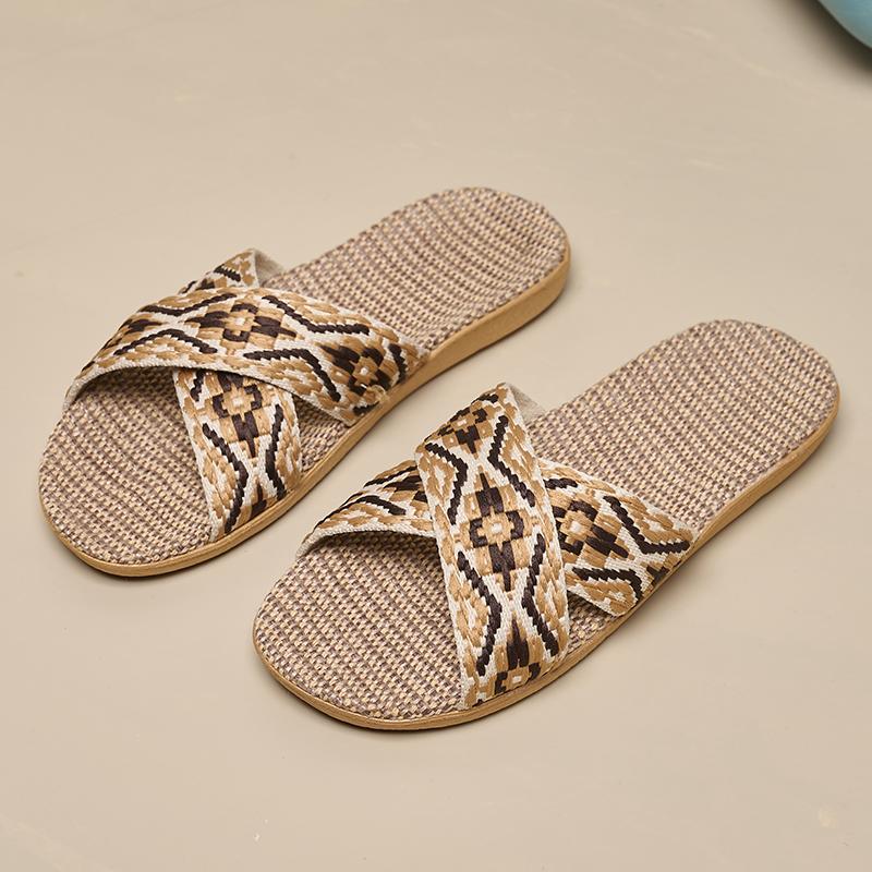Простые туфли на льняной подошве, повседневные туфли без шнуровки с открытым носком, удобные домашние тапочки