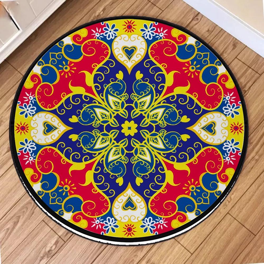 Богемный принт Круглый ковер Круглый напольный моющийся коврик для гостиной спальни ванной комнаты детские коврики для ползания домашнее украшение
