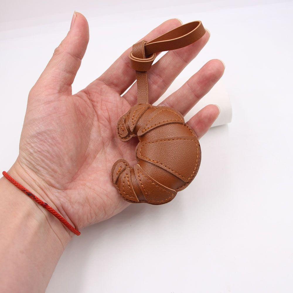 Cartoon Croissant Keychain PU Leather Bag Pendant Lovely PU Leather Hanger Women