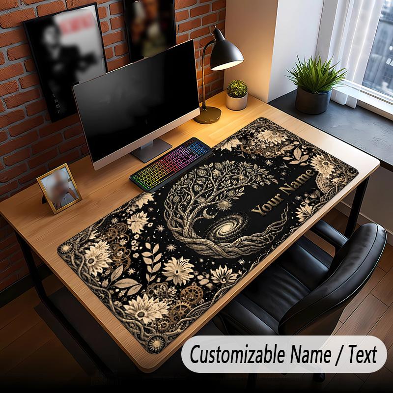 Tree of Life Theme Custom Mouse Pad Personalized With Name Text Customized Desk Mat For Office Home Decor