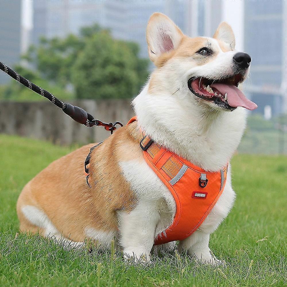 Breathable Pet Dog Harness Reflective Puppy Safety Vest with Control Handle - Orange S