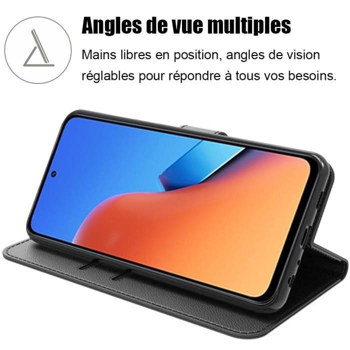 Coque pour Xiaomi Redmi 12 4G-5G - Protection Antichoc - Etui Cuir PU - Fonction Support - Noir
