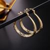 Simple Women Embossed Carved Circle Round Hoop Earrings Jewelry Decor
