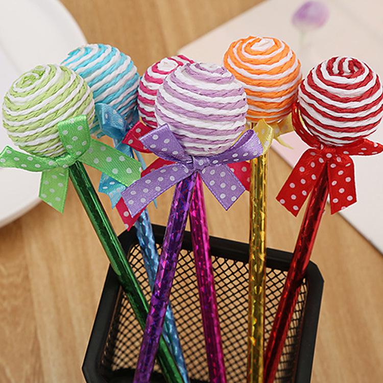 Шариковая ручка для студентов, обучающие канцелярские принадлежности, мультяшный бант, конфета, цветной подарок, шариковая ручка с леденцом