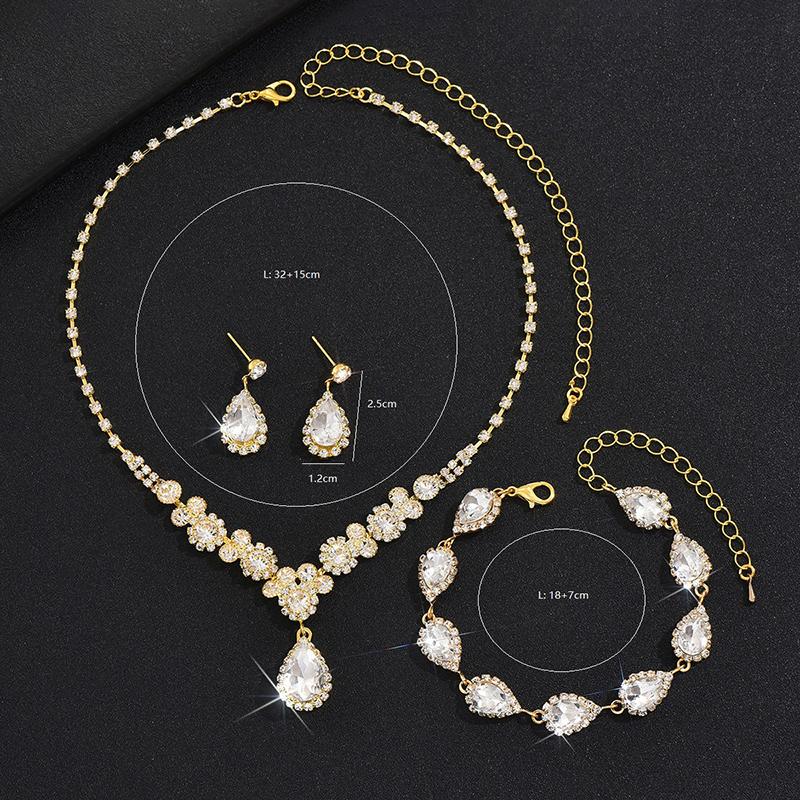 3 шт. Модный и роскошный свадебный набор из циркона: ожерелье, серьги, браслет. Женские ювелирные украшения в подарок