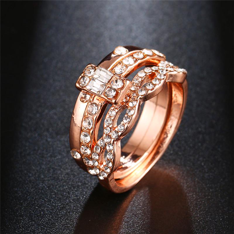3Pcs/Set Infinity Rings Set Women Girls Crystal Twist Ring Couples Female Engagement Wedding Jewelry