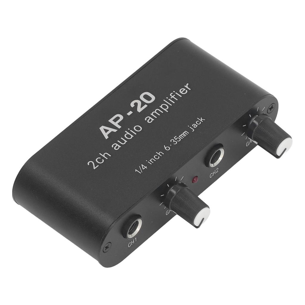 Independent Dual Channel Sound Preamplifier 1 4in 6.35mm 0 To 20db Gain Sound Amplifier Amp for Mic Instrument DC5V‑12V