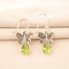 Natural Peridot Gemstone 925 Sterling Silver Handmade Drop/Dangle Earrings 1.3" EE-155-2