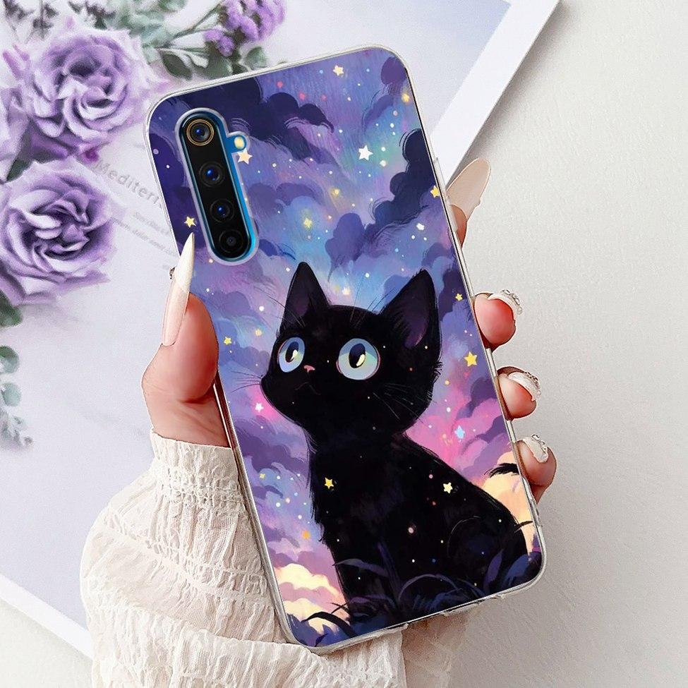 6.6" For Realme 6Pro RMX2061 RMX2063 Back Cover For Realme 6 Pro Case Clear Luxury Fashion Cute Cat Cool Funny Soft TPU Bumper
