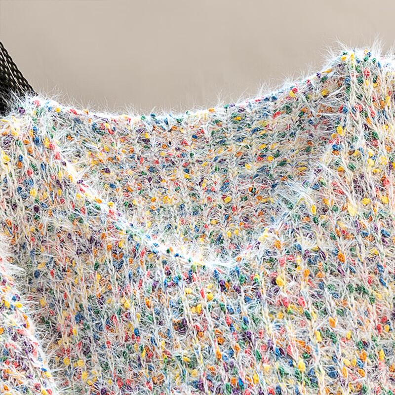 Women's V-Neck Color Block Loose Knit Sweater