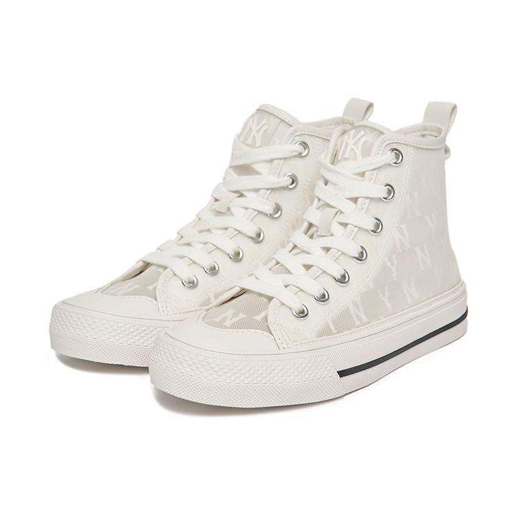 MLB Playball High Monogram Casual Simple Non-Slip Wear-Resistant Lightweight Shock Absorbing High-Top Canvas Shoes Unisex sneakers 3ACVCMM2N-50GRS