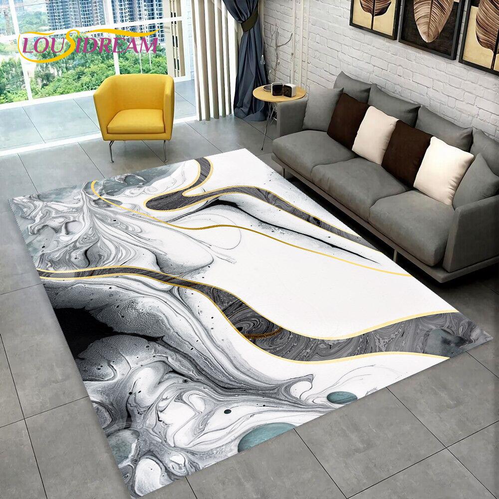 3D цвет золотого скандинавского мрамора, великолепный коврик, ковер для дома, гостиной, спальни, дивана, коврик для кухни, декор для кухни, нескользящий напольный коврик
