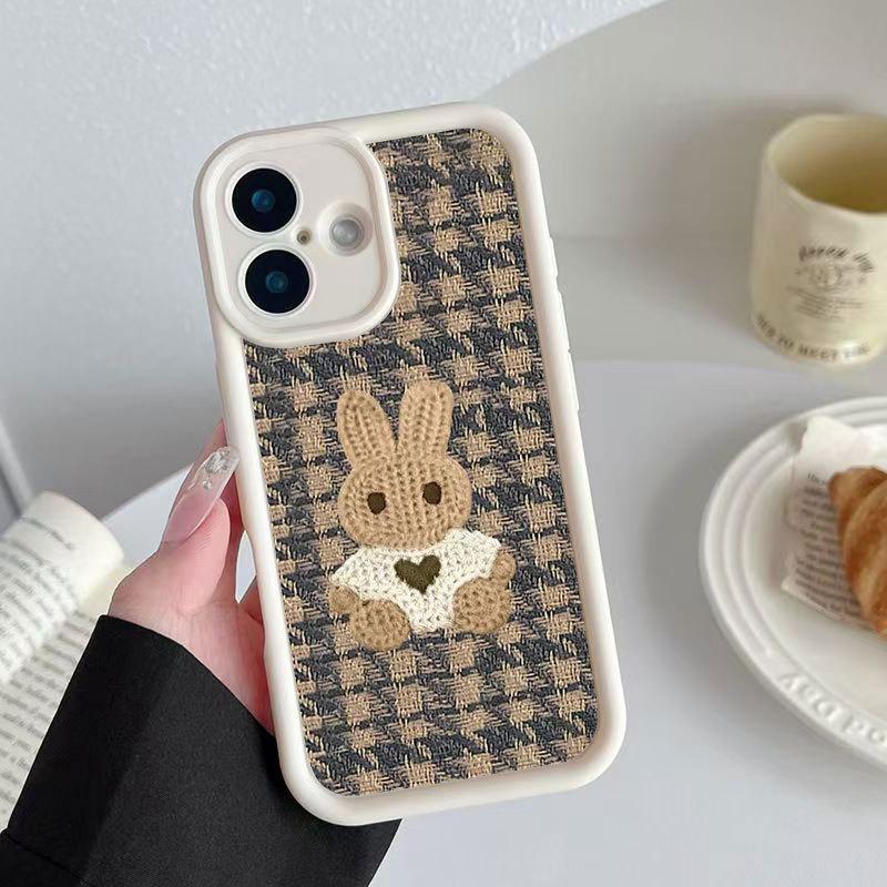 Очаровательный чехол-кролик с защитой от падения для iPhone 17, 16 Pro, 15 Pro Max, 14 и 13 Pro.