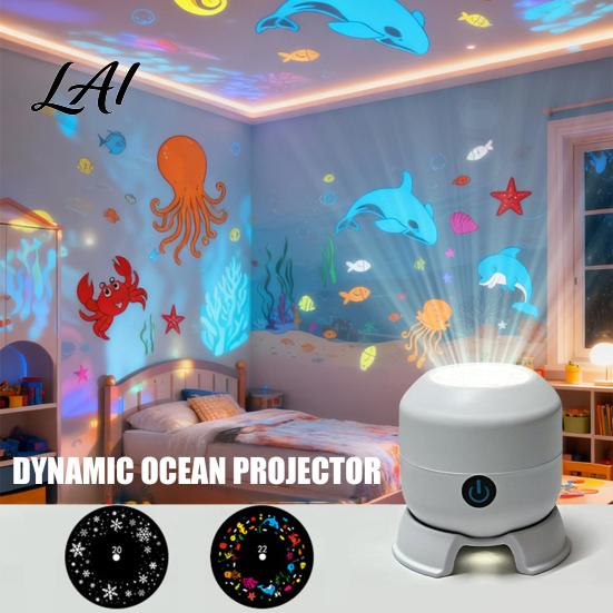 Indoor Rotating Light Christmas Projector Light Dynamic Projection Lamp with Holiday Lighting Snowflake Reindeer Snowman Pattern for Ceiling