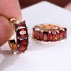 1 Pair Golden Color Rectangle Cut Red Stone Drop Earrings Drop Dangle Hook Earrings Wedding Jewelry Gifts