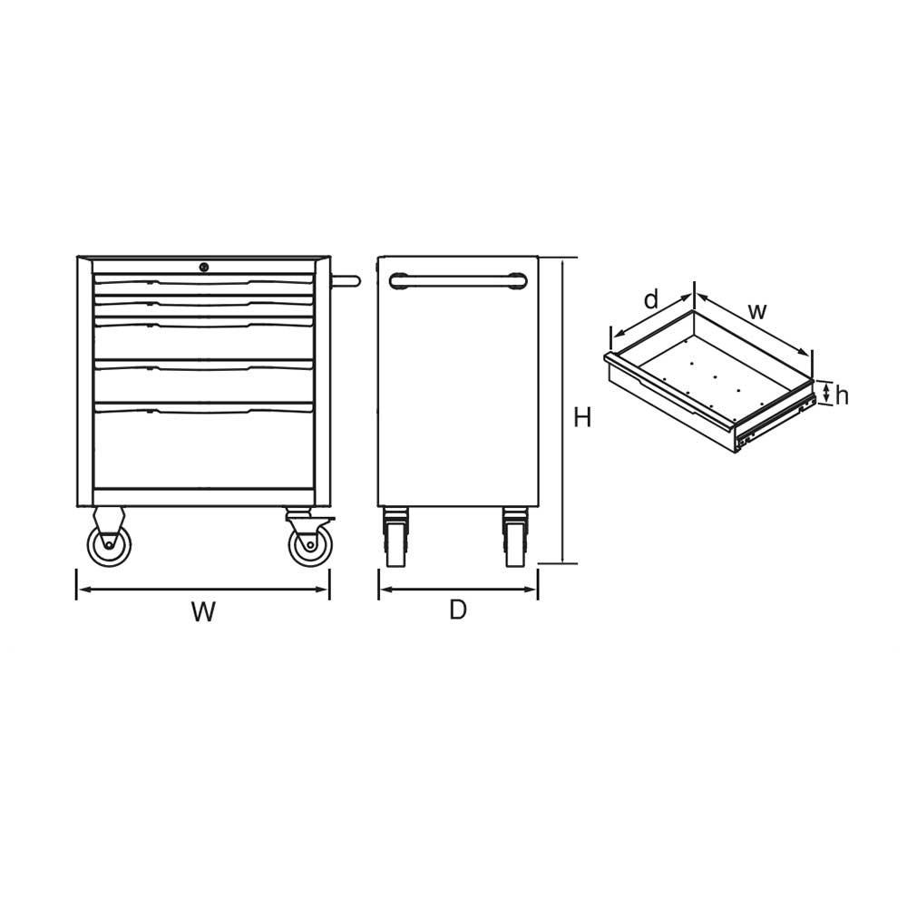 Роликовый шкаф Kyoto Machine Tools, 5 ярусов, 5 ящиков, красный, проект Kyoto Machine Tools (КТК) EKW-1005R (Продукт 2015 г.)