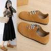 Женские мокасины с круглым носком на низком каблуке Весенние туфли-лоферы в стиле ретро на шнуровке Противоскользящие туфли на плоской подошве Универсальные модные женские туфли