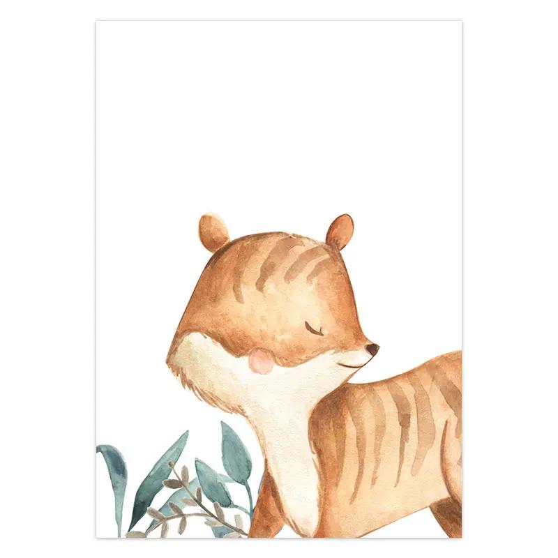 Милая декоративная картина с животными Зебра Слон Лиса Картина для детской комнаты Настенное искусство Украшение Постер для детской комнаты Искусство