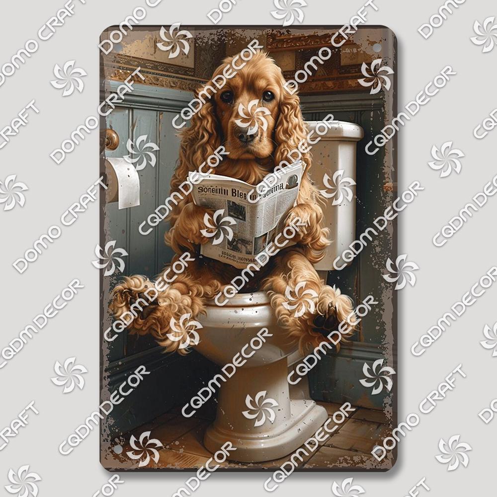 Забавная туалетная жестяная табличка Винтажный металлический постер Кролик Енот Кошка Собака Металлические таблички Ретро настенный декор для кафе ванной дома