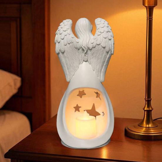 Фоторамка в виде ангела, настольная фигурка ангела, держатель для фотографий, подсвечник в виде ангела с электронной свечой, памятный подарок