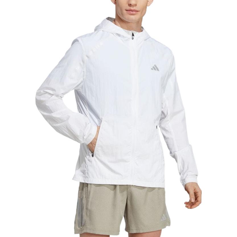Adidas Марафонская куртка с логотипом, мужская верхняя одежда, белая IB8265
