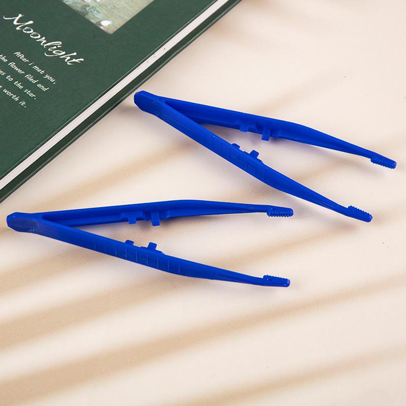 10Pcs Plastic Blue Tweezers Medical Beads Disposable Tweezers Tools Forceps First Aid Kit Accessories