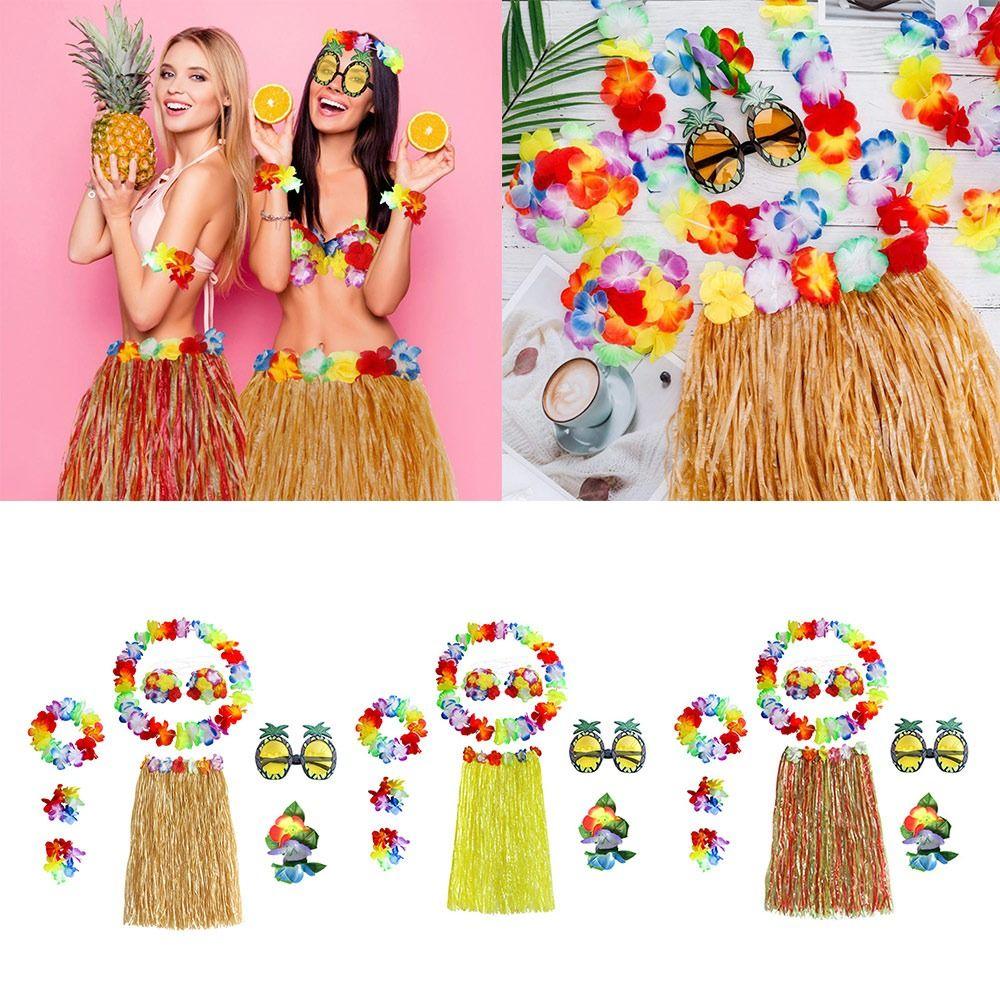 Гавайские принадлежности для вечеринки очки гирлянда ожерелье костюм повязка на голову гавайская хула юбка комплект маскарадный костюм