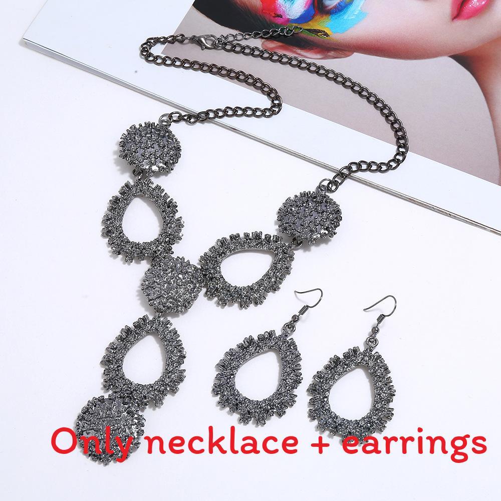 Water Chic Geometric Drop Necklace Set With Alloy Pendant And Chain Spring For