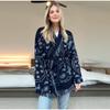 Tassel Patchwork Printed Cardigan Women Geometric Patterns Belts V-neck Long Sleeve Knitted Street Lady Sweater 2025 Autumn Coat