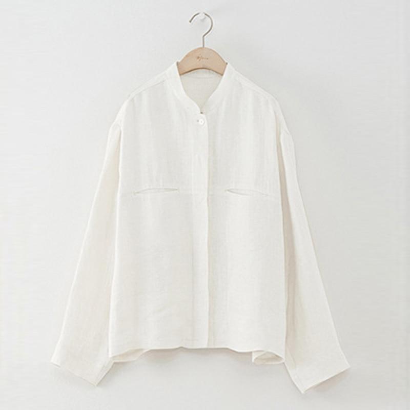 Johnature Японские льняные женские рубашки, весенние свободные однотонные простые однобортные универсальные женские топы