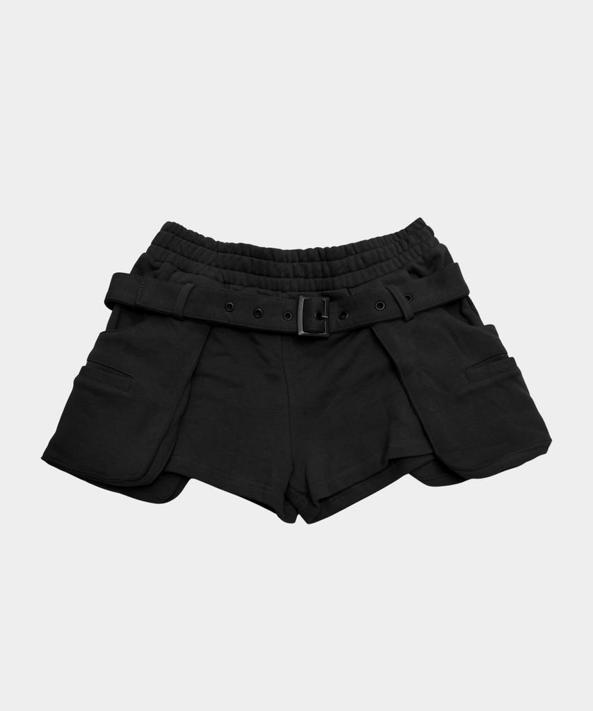 PLACE STUDIO Eyelet Belt Set Cargo Pocket Layered Point Cotton Mini Shorts_2 Colors