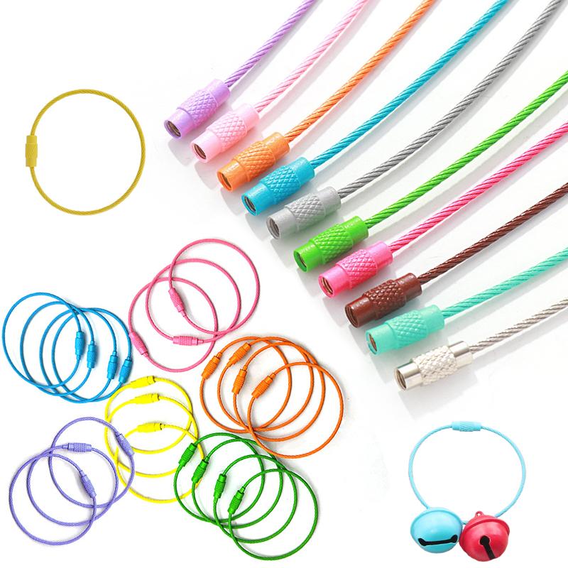 10 шт. Разноцветный тросик из нержавеющей стали для ключей, 6 дюймов, 1,5 мм, петля из нержавеющей стали, брелоки разных цветов, бирки для ID