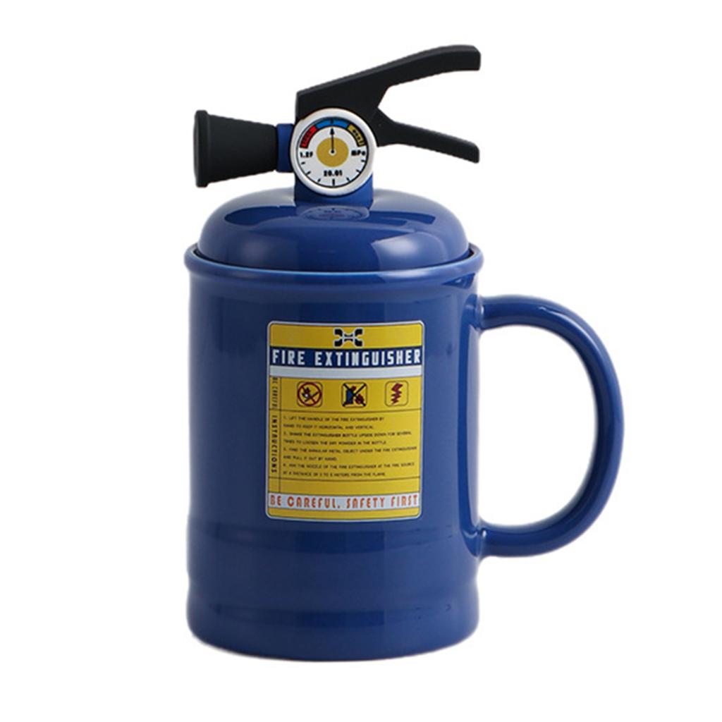 Кофейные чашки Керамическая чашка для чая Кружка в форме огнетушителя с крышкой Ложка 400 мл Горячие Холодные Напитки Молоко Сок Напиток Кружка Офис Дом Путешествия Подарки