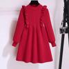 Red Knitted Sweater Dress for Girls - Autumn/Winter Princess Skirt