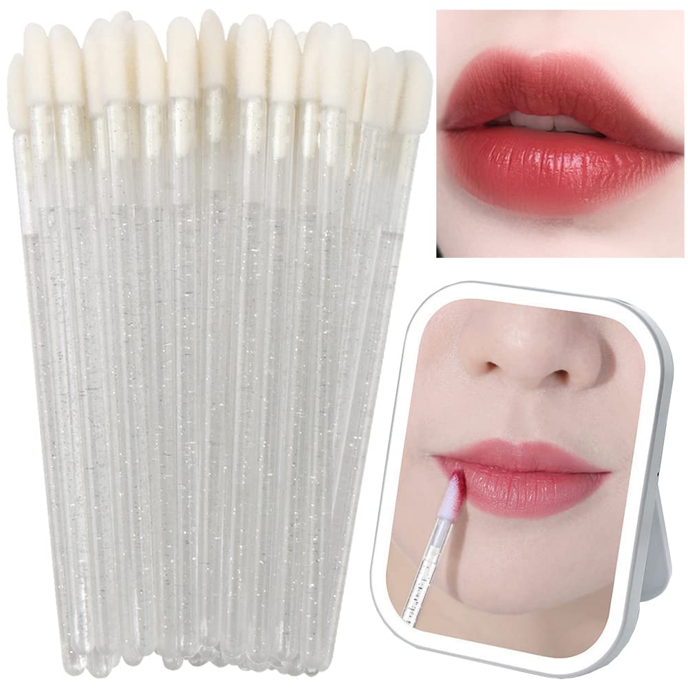 Disposable Lip Set of 100 Makeup Lipstick Lip Gloss Lip Makeup Lip Gloss Easy To Gentle On the Cosmetic Eyebrow Eyeshadow Lipstick Brushes, Brushes,