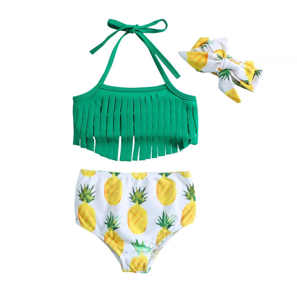 Adorable 3-Piece Sling Swimsuit Set for Infant & Toddler Girls with Bow Design