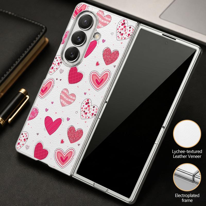 Чехол-коллаж со стикерами-сердечками INS Для Samsung Z Fold 8 Ultra 7 6 5 Роскошная Плакированная Кожаная Накладка Жесткий Чехол Для Телефона Для Galaxy Z Fold8 Fold7 Fold6