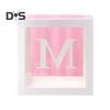 Balloon Box Reusable Clear Paper Box with Letter Stackable DIY Assembly 25 X 25cm Cube Box for Graduation Wedding Birthday Party Decor
