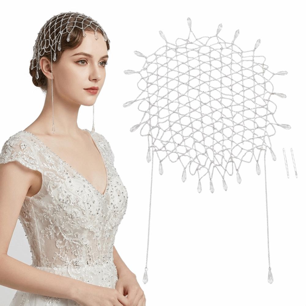 Long Tassel Woven Rhinestone Hair Sparkling Rhinestone Women Hat Shiny Beaded Hat Gift For Ladies