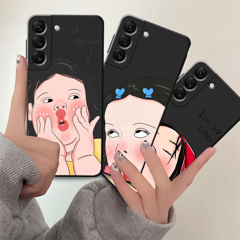 Забавный Милый Дизайн Девочка Мальчик Чехол для Телефона для Samsung Galaxy S24 Ultra S21 5G S22 Plus S23 Ultra S21 FE S20 S23 FE S21 Силиконовый