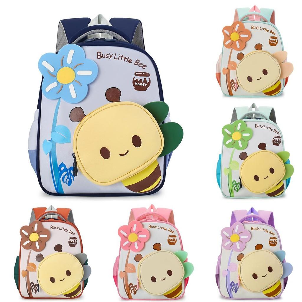 Cartoon Childrens Backpack With Small Bees And Flower Decorations For Use Daily