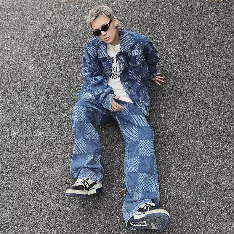 Men's Handsome Casual Sports Suit: Loose Cardigan Jacket & Wide-Leg Pants Two-Piece Set