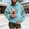 Pet Sling Hoodie Long Sleeve Fleece Kangaroo Pouch Sweatshirt for Cats Dogs Oversized Pullover Pet Carrier Tops for Autumn Winter