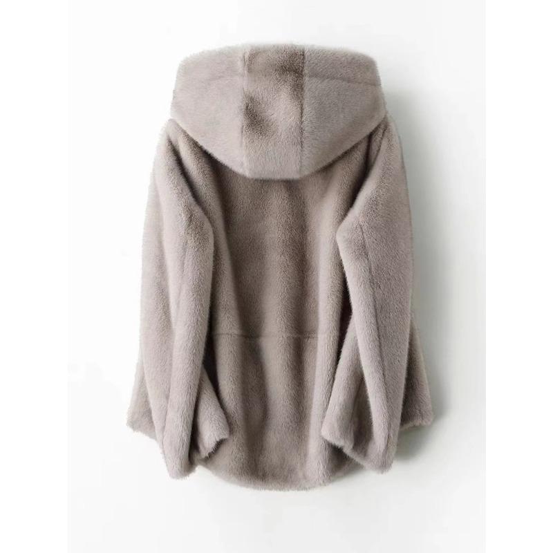 Шуба женская зимняя корейская короткая женская теплая свободная плюшевая с капюшоном толстая куртка пальто искусственный мех