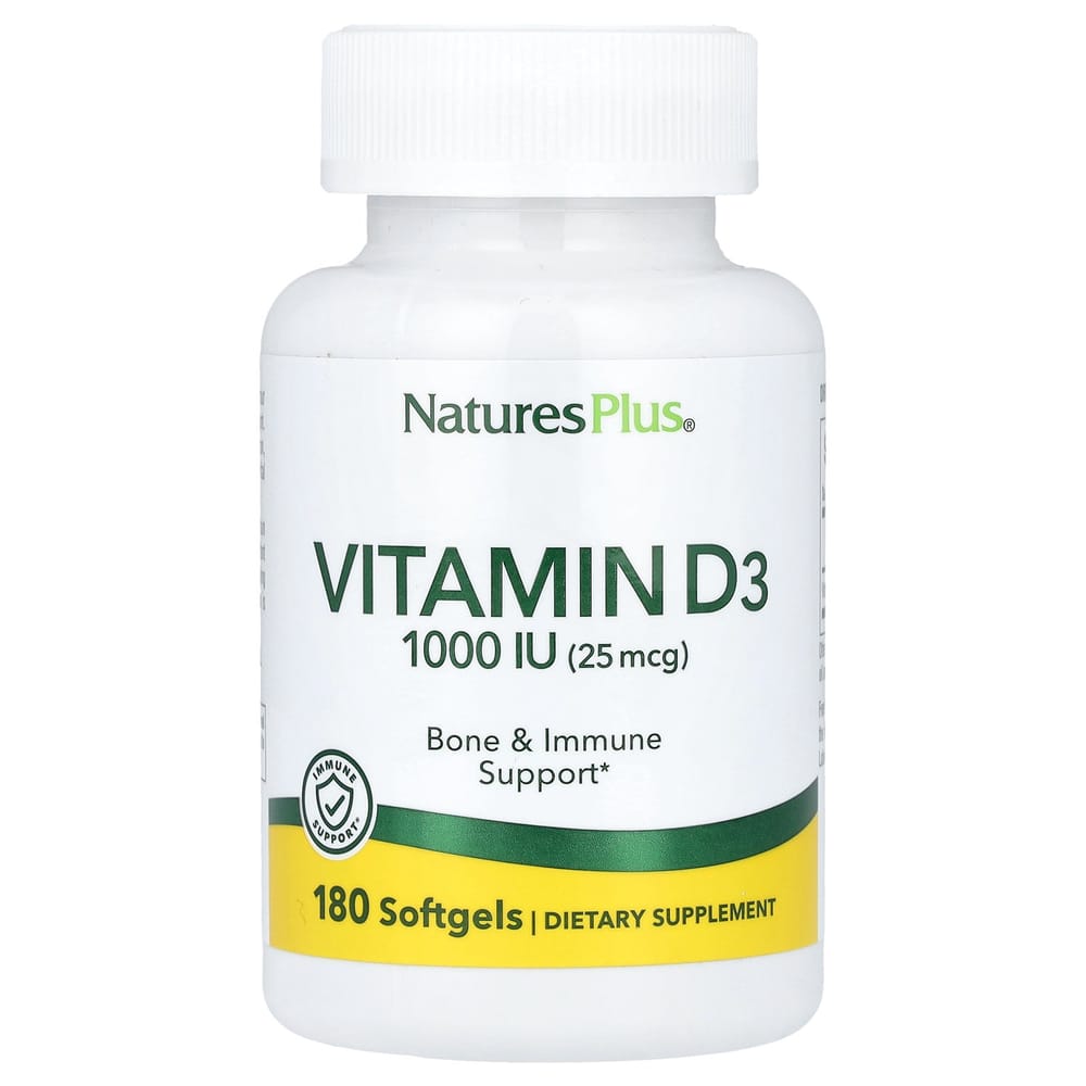 Nature's Plus Витамин D3 25 мкг (1000 МЕ) Гелевые капсулы, 180 шт.