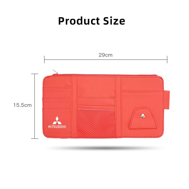 PU Leather Car Sun Visor Ticket Card Storage Bag Accessories For Mitsubishi Lancer Mirage ASX Pajero Ralliart Outlander Jinxuan